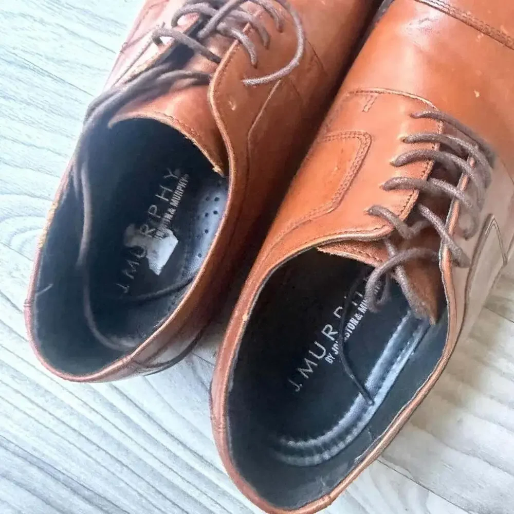 J. Murphy by Johnston & Murphy Vintage Leather Oxford Dress Shoes Brown 9.5